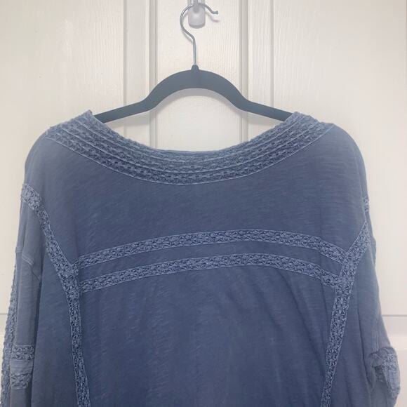 FREE PEOPLE Boy Meets Girl Long Sleeve Top. Pacific Coast Blue. Large. - Picture 7 of 12